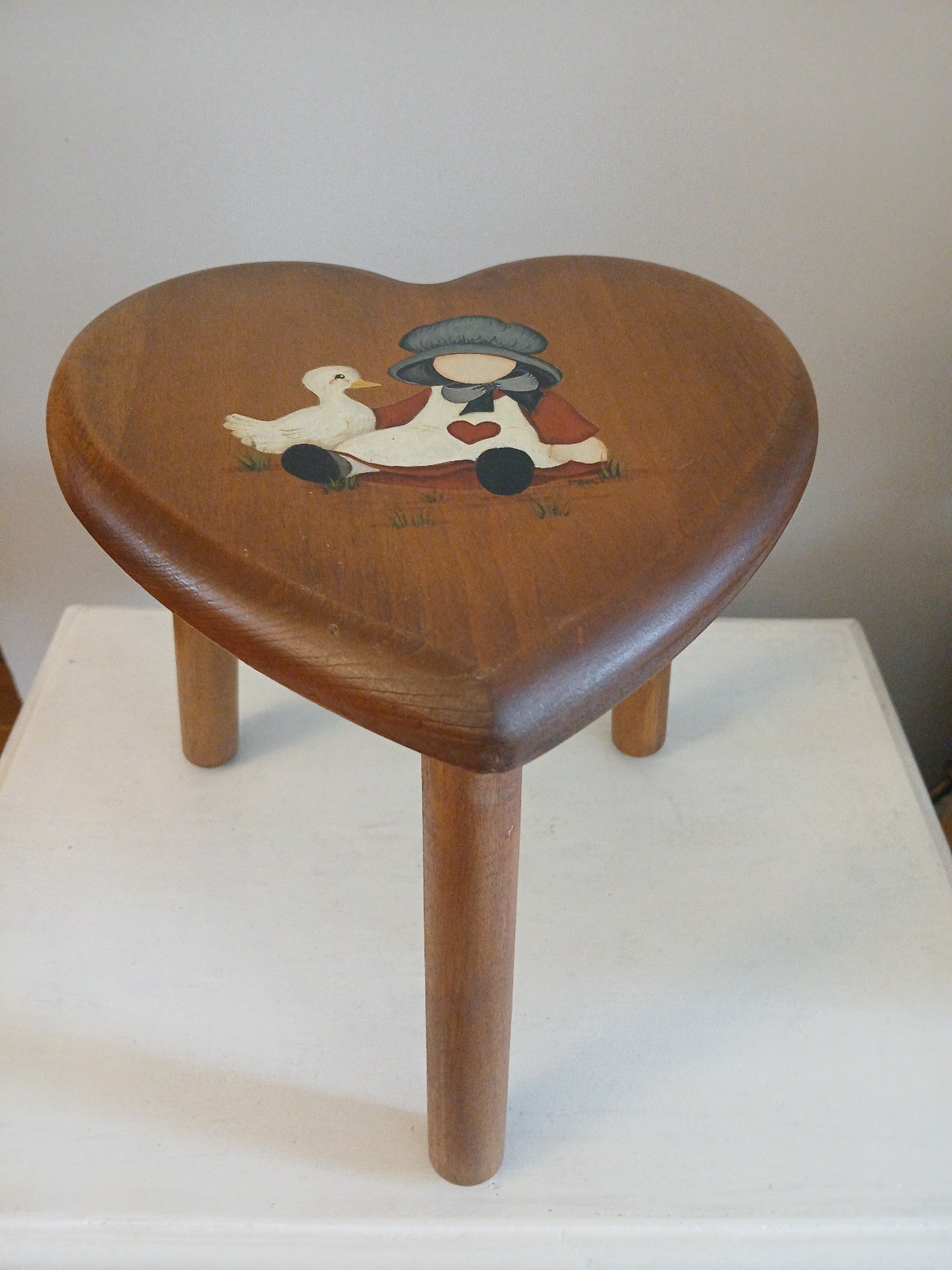 Handcrafted & Hand Painted Heart Shaped Wooden Stool