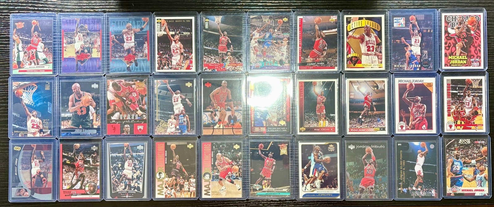Lot of 30 Michael Jordan NBA Cards. FreshPenny Sleeves & Top Loaders Clean! (C)