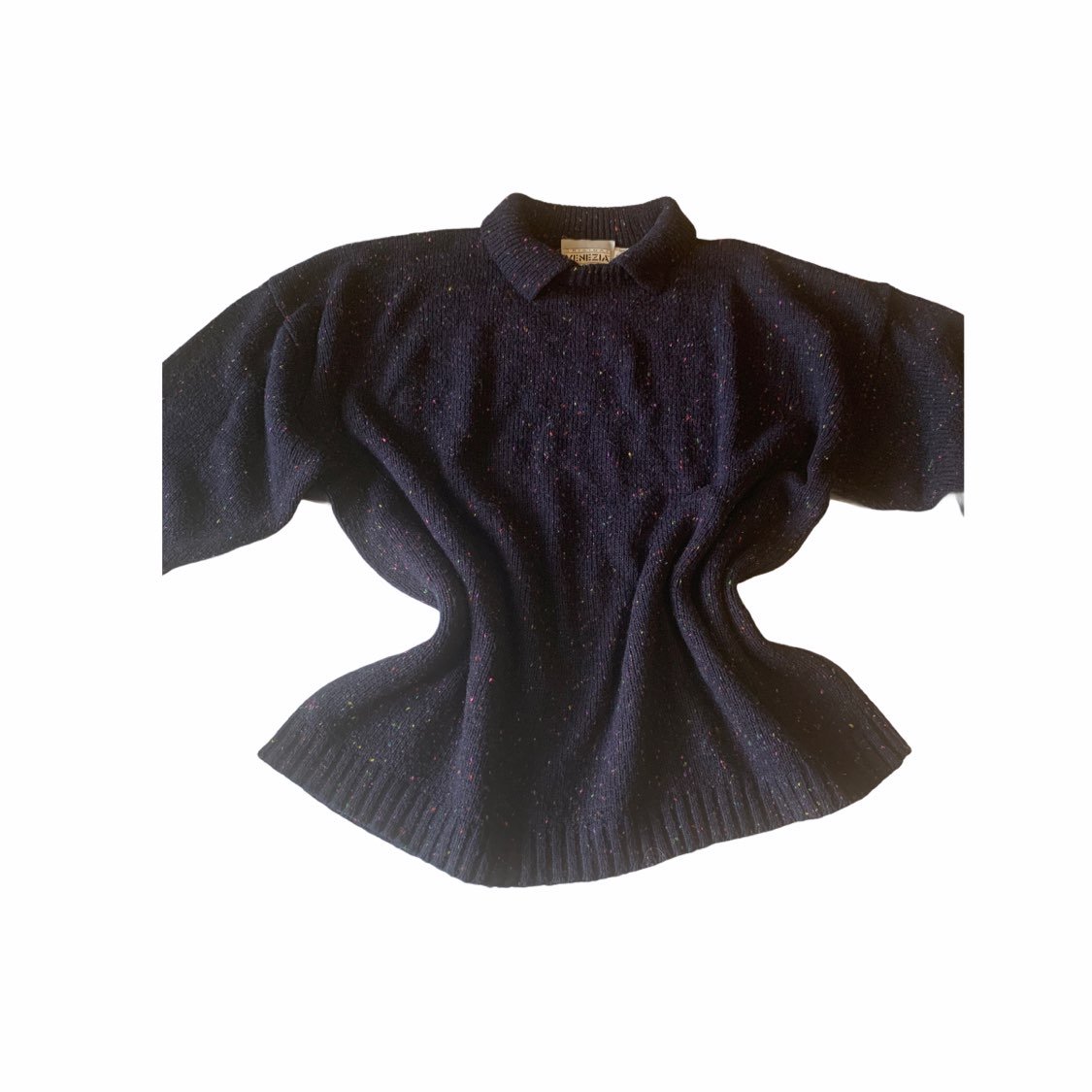 Vintage Venezia Navy Sweater with Collar