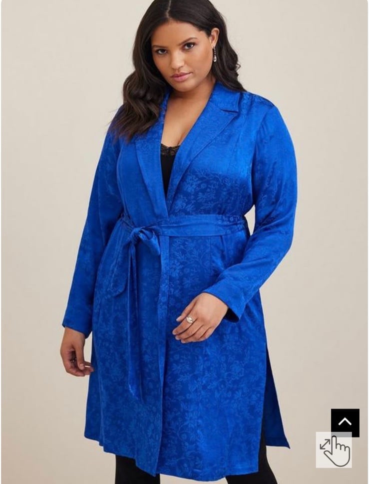 Torrid Jacquard Trench Coat Blue Size 2X