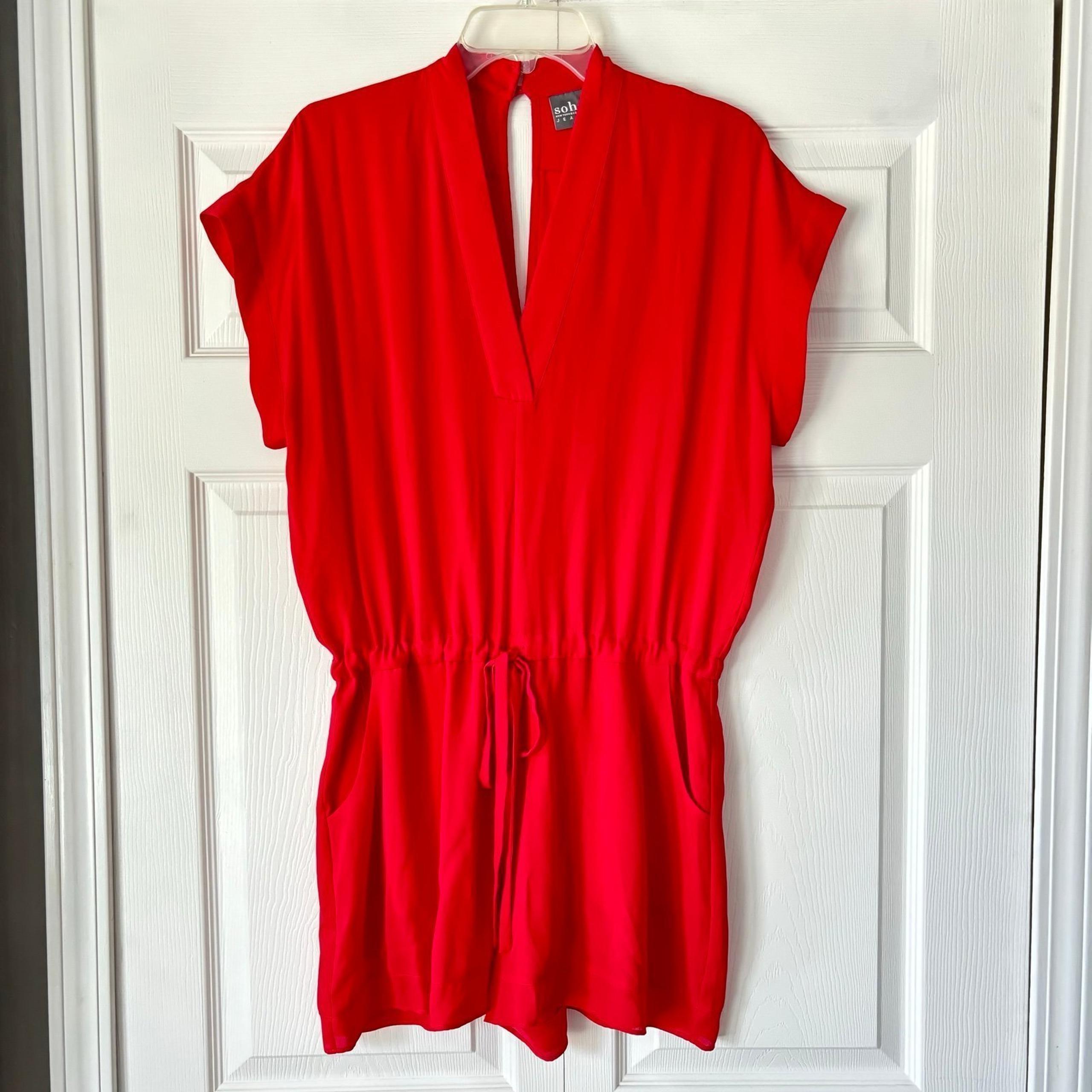 Soho New York & Company Jeans Red Sleeveless Romper Jumpsuit