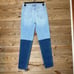 L'Agence Patchwork Two Tone Straight Leg Jeans Size 25 NWT