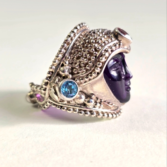 Sajen Sterling Silver 925 Amerthyst Goddess Ring