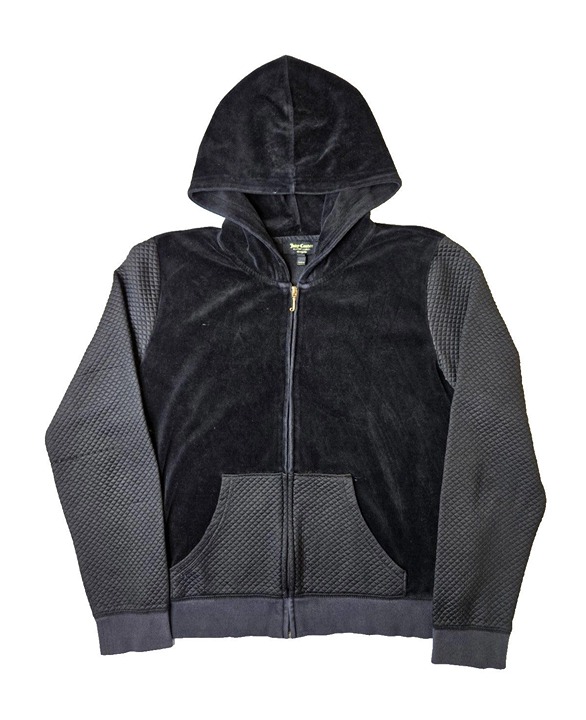 Juicy Couture Y2K Black Label Luxuria Et Stilo Velour Zip Hoodie Womens Large L