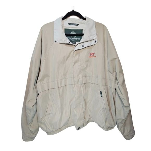 Weatherproof Men's SIZE XXL Virginia Tech Sportswear Bomber Jacket in Beige