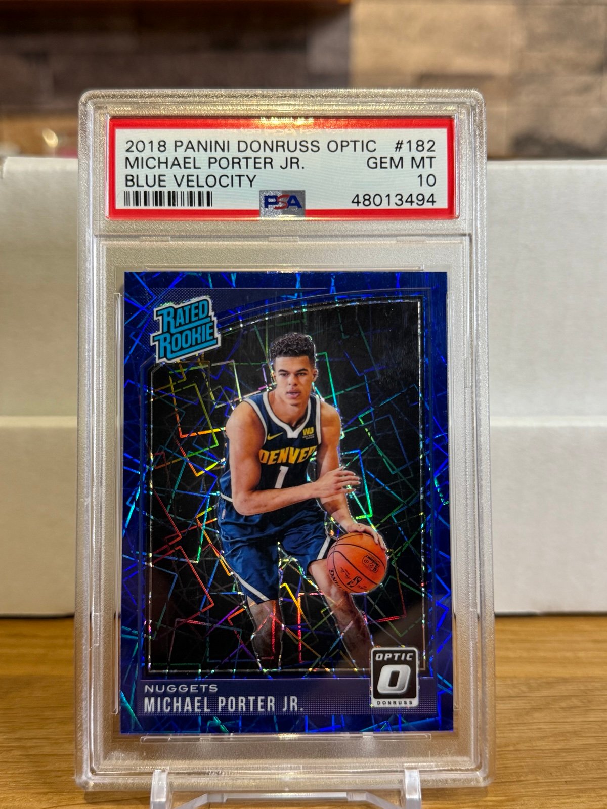 2018 PANINI DONRUSS OPTIC MICHAEL PORTER JR BLUE VELOCITY #182 PSA 10 ROOKIE