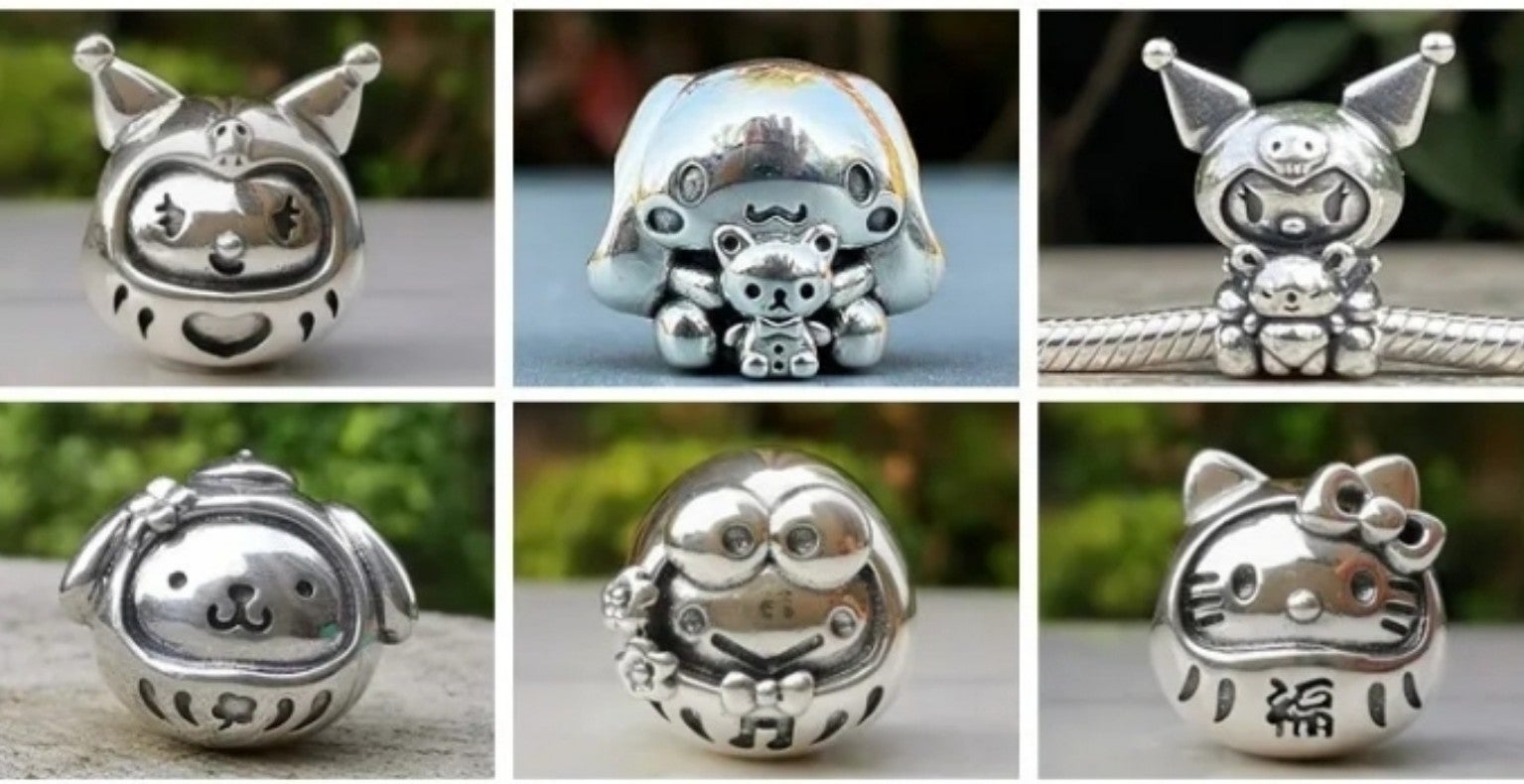 Sterling Silver 925 Hello Kitty Pandora Style Charms Set of 6