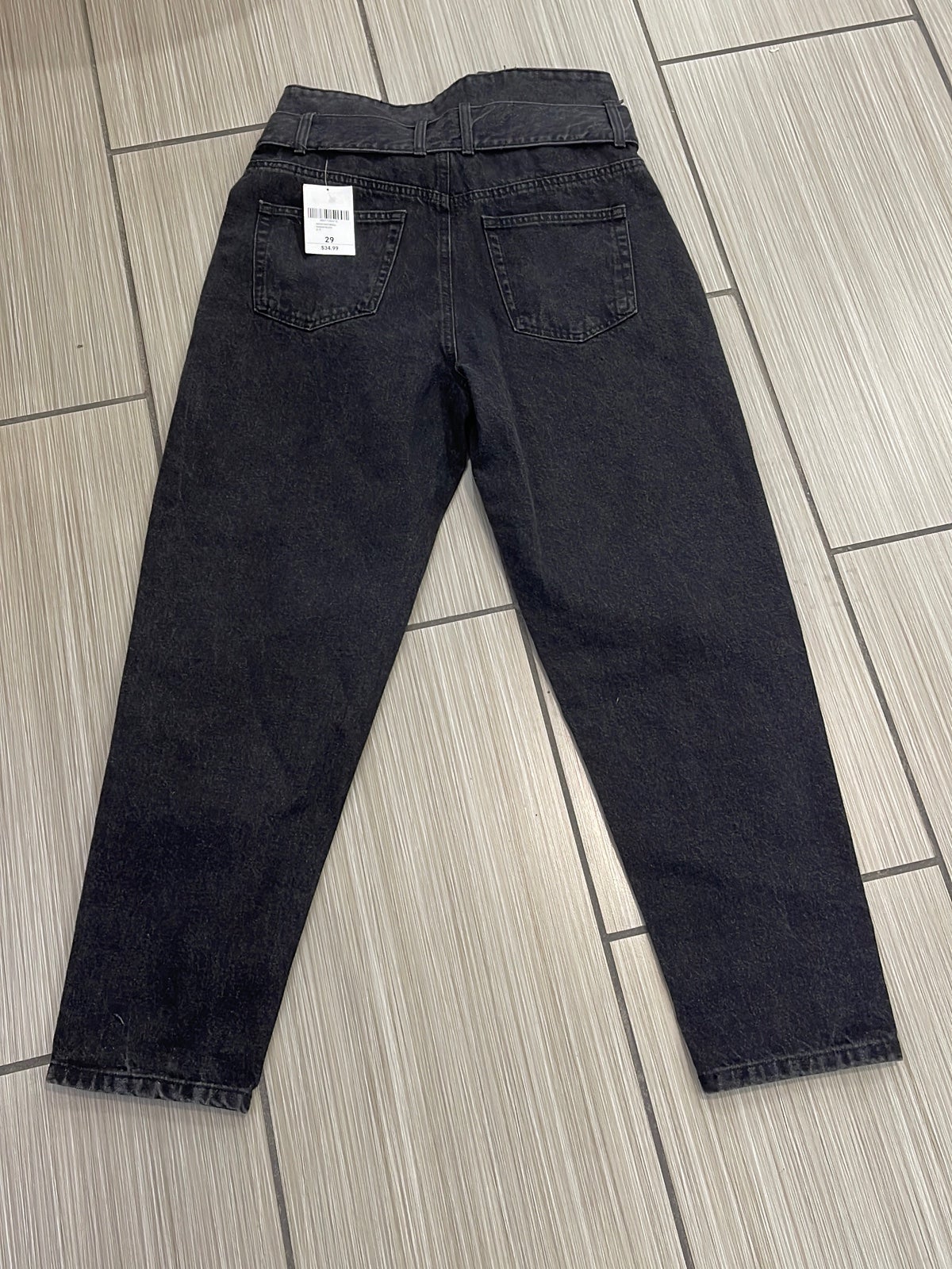Forever 21 Paperbag Mom Jeans High Rise Tapered Women's sz 29 black denim Y2K