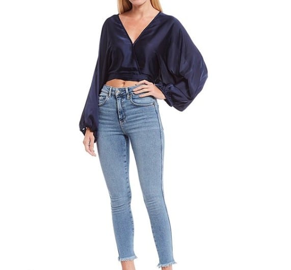 Raw Hem High Rise Cotton Blend Jegging