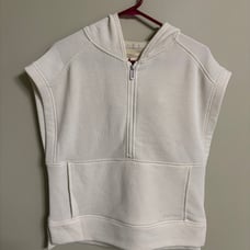 Smartwool Recycled Terry Sleeveless Hoodie 1/4 Zip Sweatshirt Size Medium Cream