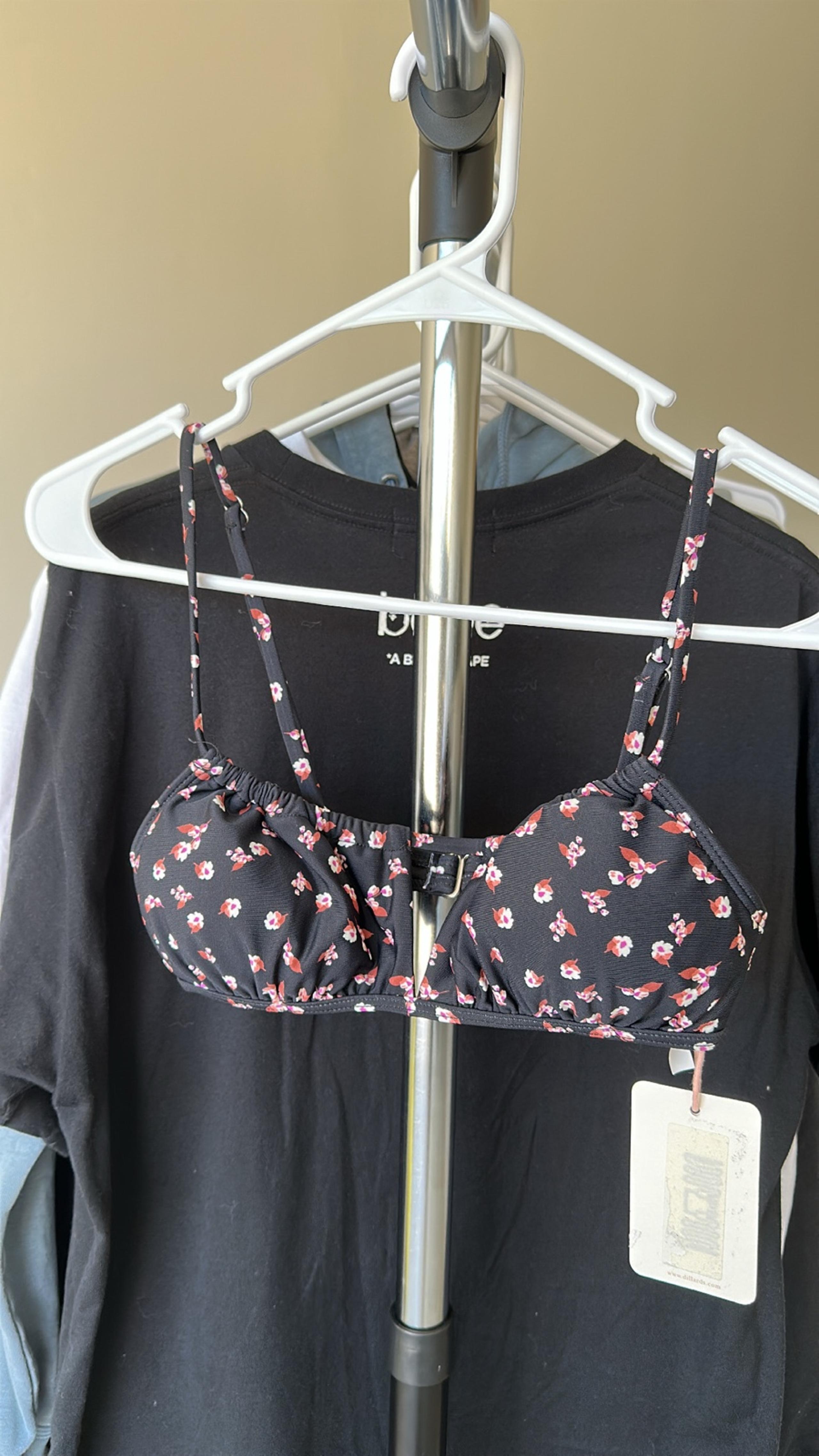 brand new dillards bikini top black floral