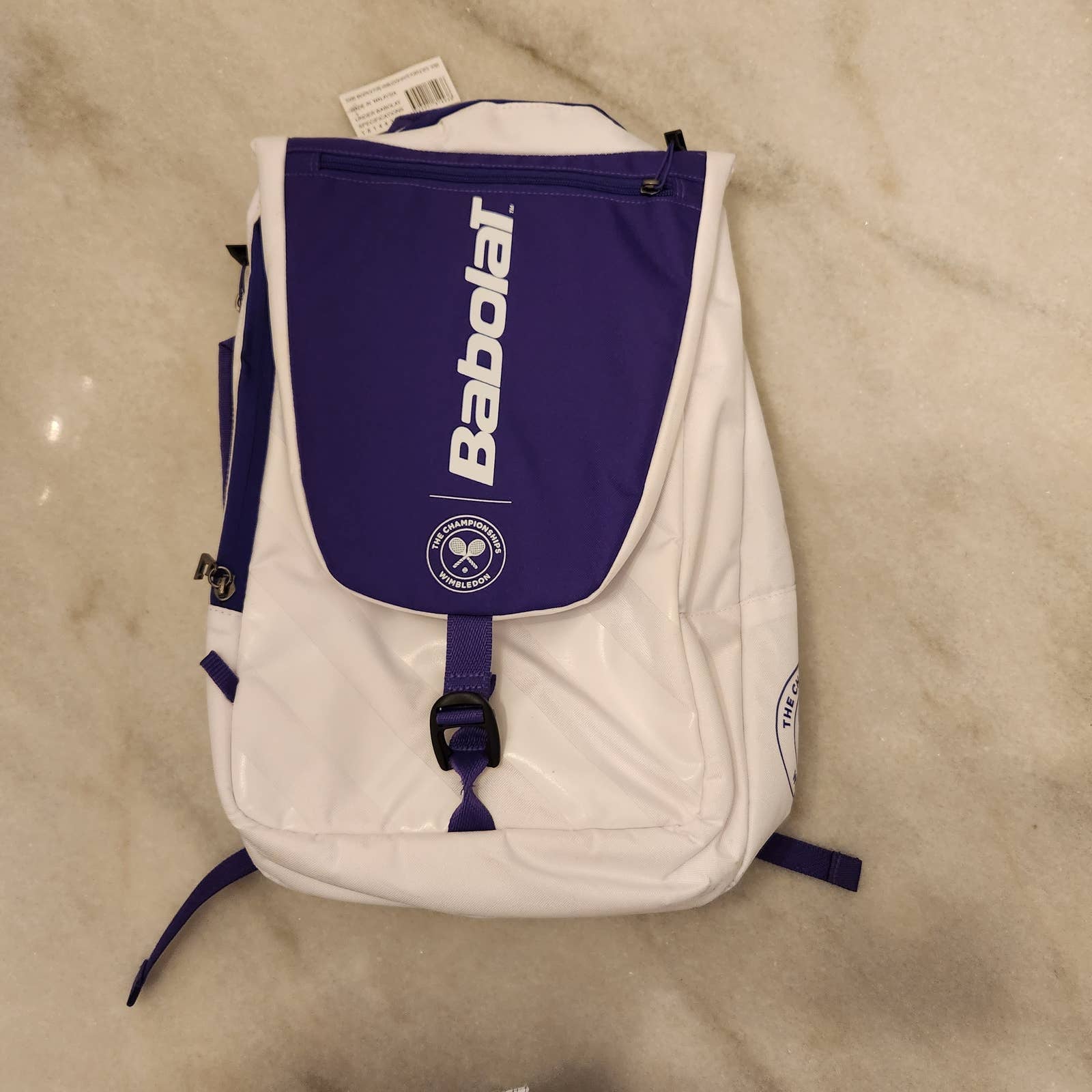 Babolat Unisex White/Purple Polyester Zipper Pure Wimbledon Tennis Backpack