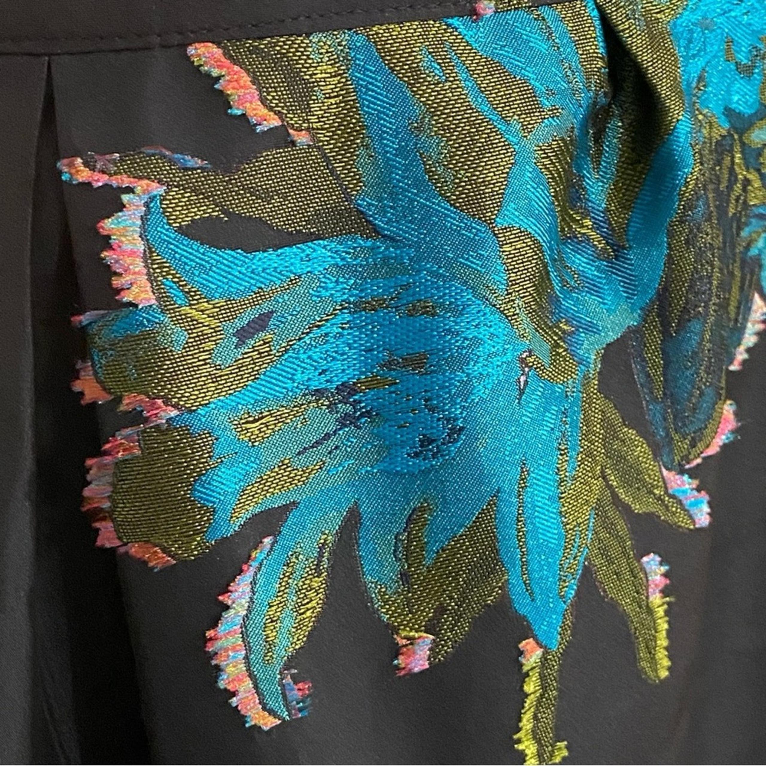 Anthropologie Size 8 Skirt Midi Maeve Ronette Jacquard Floral Iridescent A-line