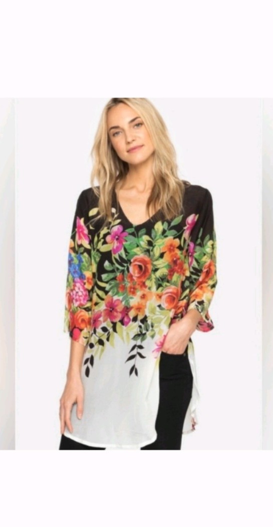 Johnny Was Betty blouse tunic top floral boho sz S