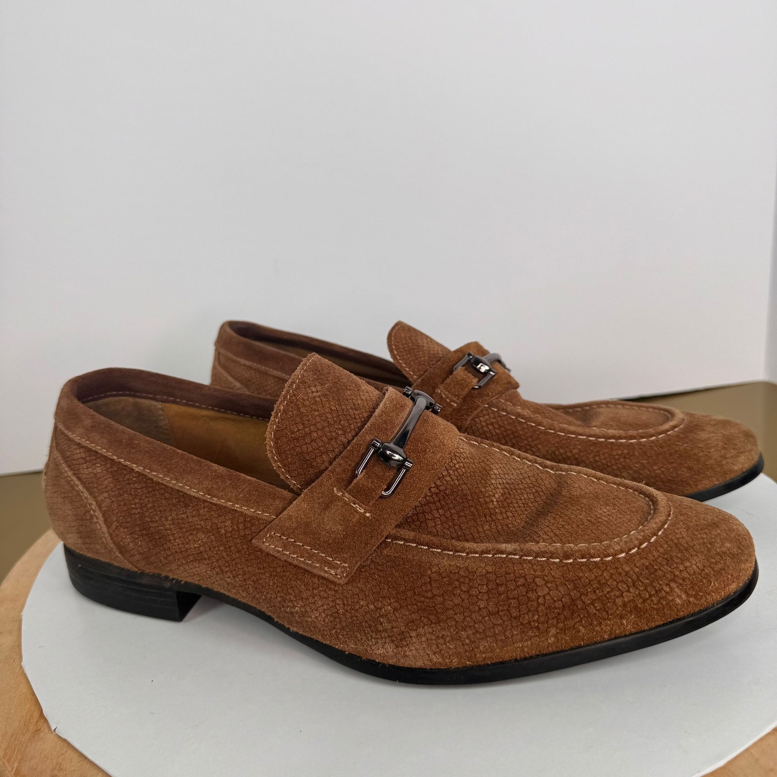 Steve Madden Mens Hartly Cognac Brown Suede Loafers Sz 8D Preppy Business Casual