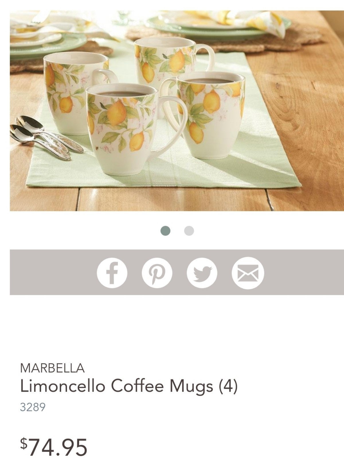 MARBELLA  Limoncello Coffee Mugs (4)  3289