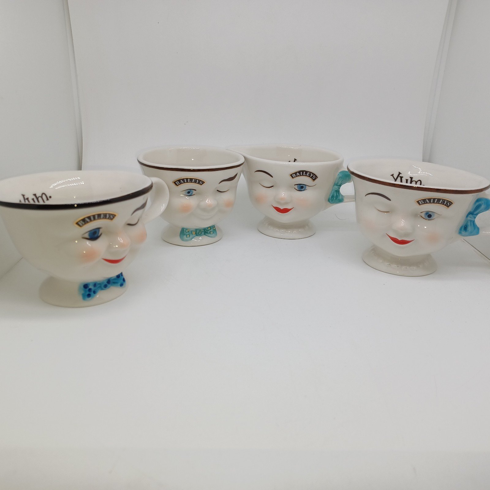 1996 Bailey's Winking Eye Set 2 Mugs Creamer & Sugar Limited Edition