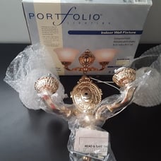 New Vintage Gold Wall Sconce - 2 Alabaster Lighting Fixture - In Box