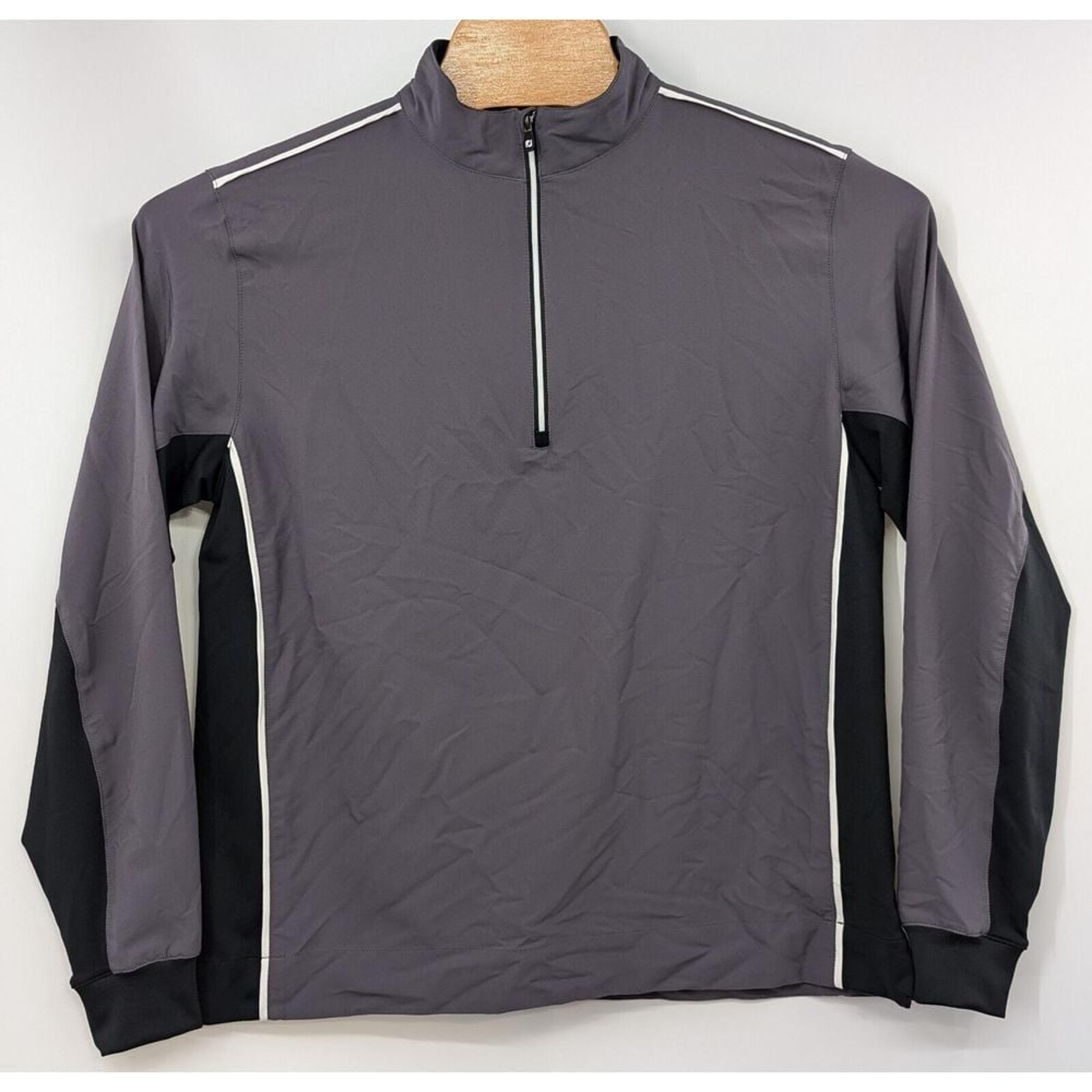 FootJoy Golf Quarter Zip Performance Pullover Medium Men's Gray Black Active