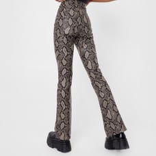 Nasty gal coated denim snakeskin print high waisted flare jeans size 10