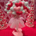 Valentines Ballerina Lady with Bouquet of Heart Balloons