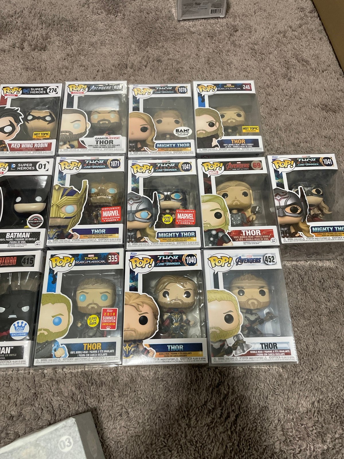 Funko Pop lot of Thor and batman
