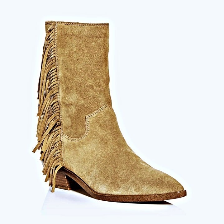 Rebecca Minkoff Women's Krissa Suede Fringe Low-Heel Boots Size 8.5 (MSRP 198)