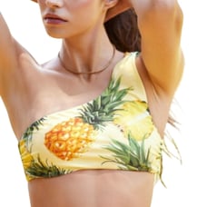 Anthropologie Pina Colada Pineapple One Shoulder Modest Bikini Top Size Small