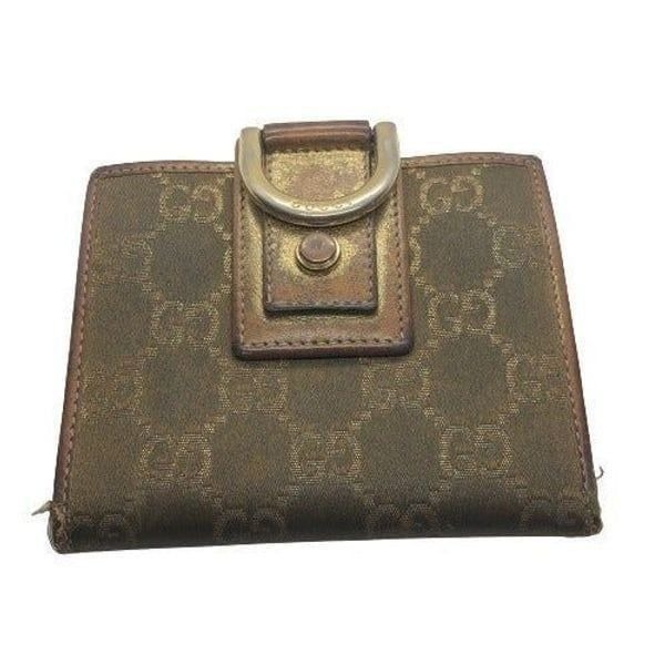 Authentic Gucci Brown & Gold Canvas & Leather Designer Wallet **WORN / FLAWS**