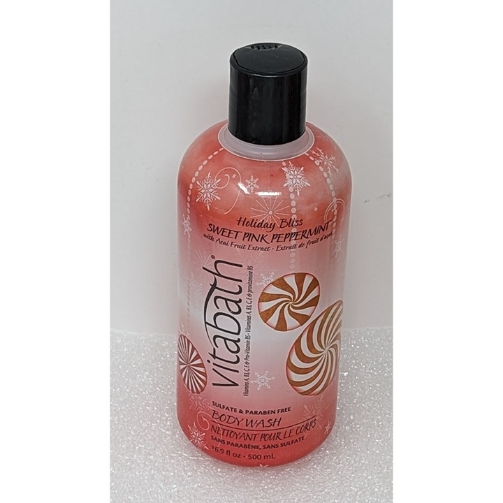 Vitabath Holiday Bliss Sweet Pink Peppermint Body Wash 16.9 oz