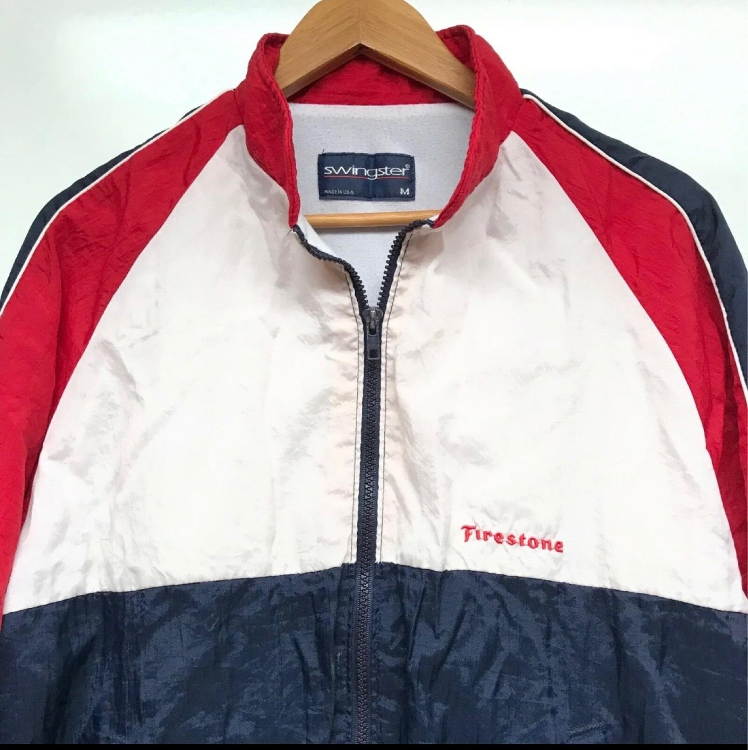 Vintage Swingster Firestone NASCAR Racing Windbreaker Jacket Men's Medium USA