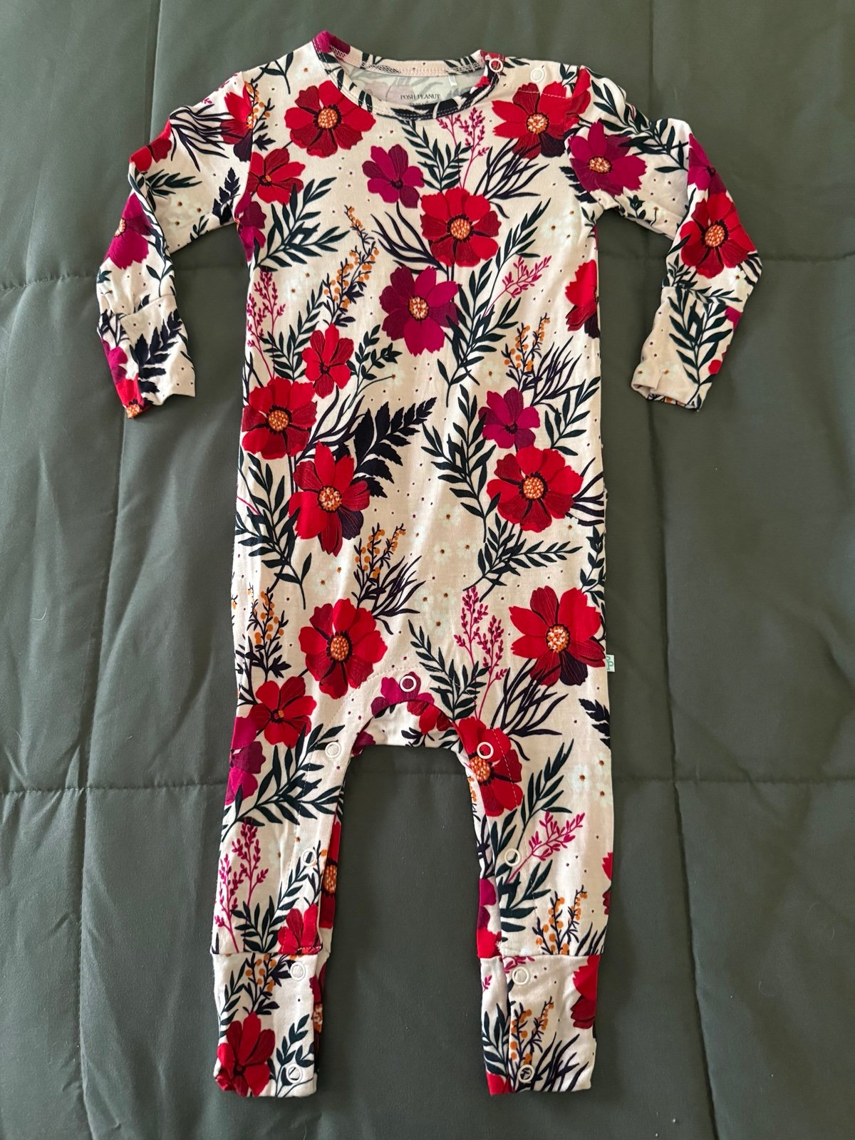 Posh Peanut Chloe Long Sleeve Ruffled Romper Bamboo Zip Up size 12-18 months