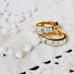 White Zircon (April) Channel Set 14K Yellow Gold Huggie Hoop Earrings, NWT