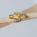 White Zircon (April) Channel Set 14K Yellow Gold Huggie Hoop Earrings, NWT