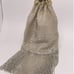 Vintage Art Deco Flapper White Beaded Fringe Draw String Bag Purse Silk Lining