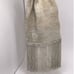 Vintage Art Deco Flapper White Beaded Fringe Draw String Bag Purse Silk Lining
