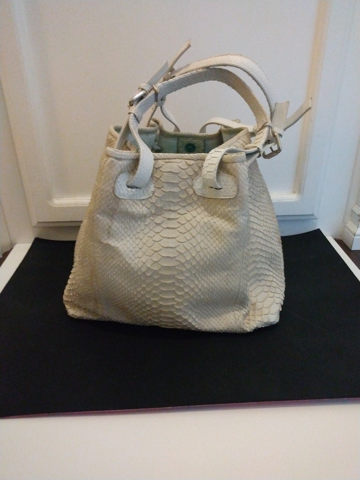 Vintage Vero Pitone Albino Python Snake Skin Handbag