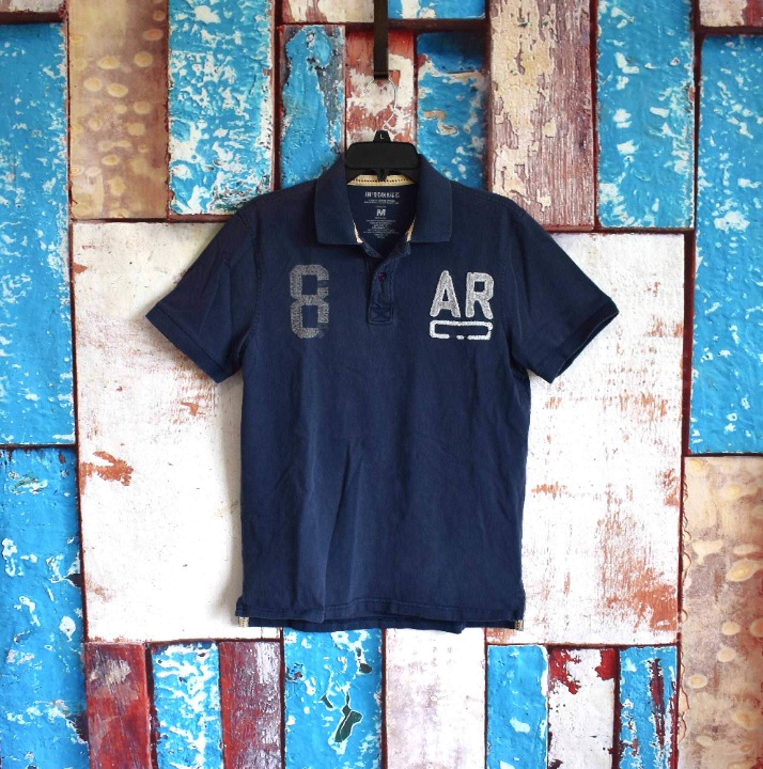 Men's American Rag CIE Polo T-Shirt Short Sleeve Button Closure MEDIUM Blue