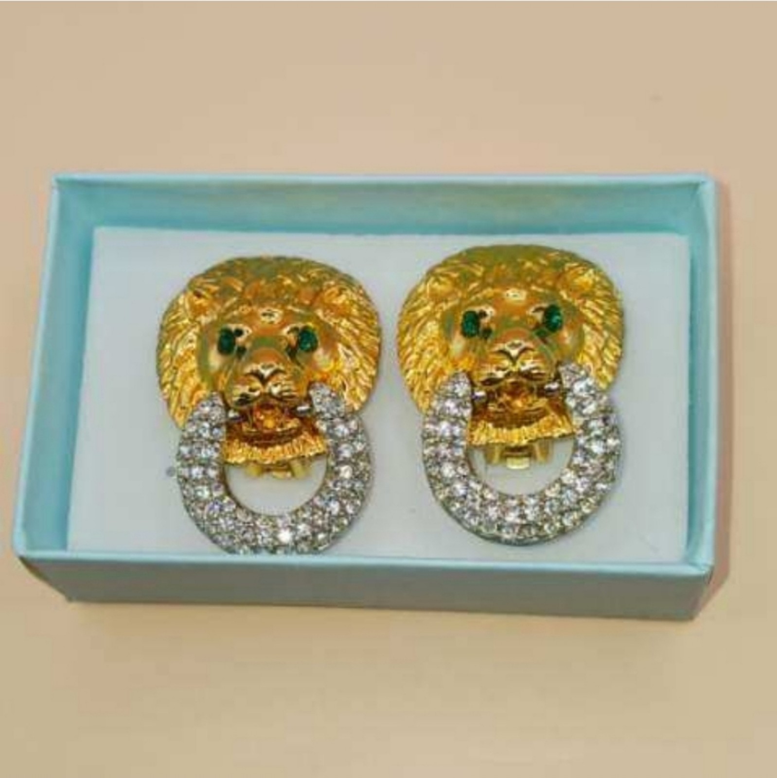 Vintage KJL Clip on Lion Doir Knocker Earrings