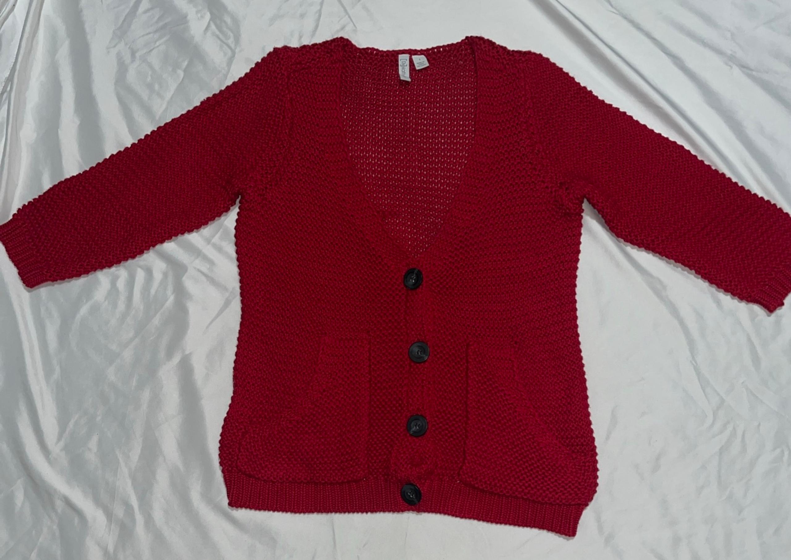 Relativity women’s red cardigan sweater button up small 3/4 sleeve