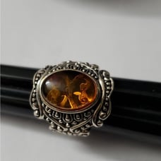 Sterling Silver 925 Amber Ring