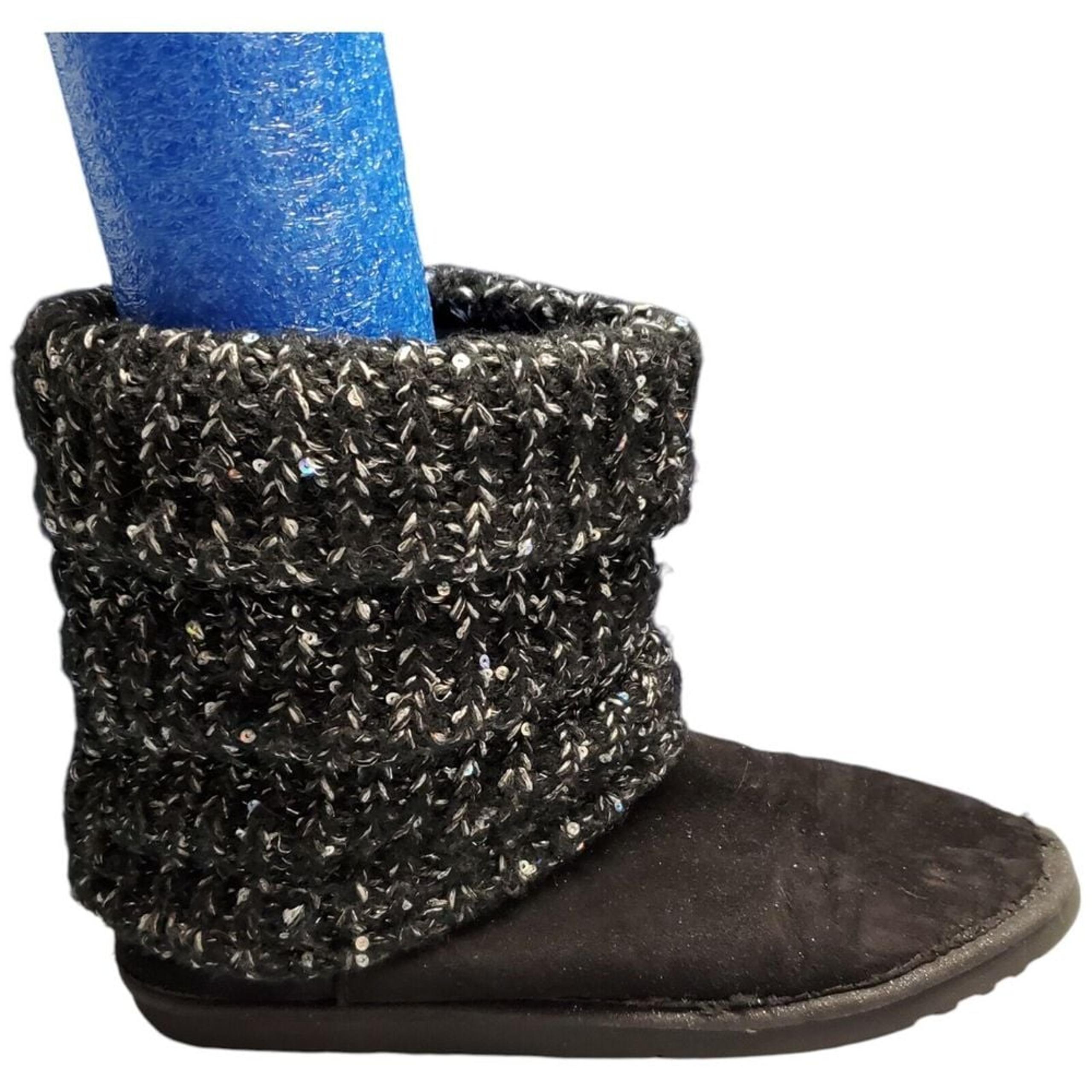 Kohl's Winter Boots Girls Size 5 Black So Knit Sequin Warm Pull On RN# 73277
