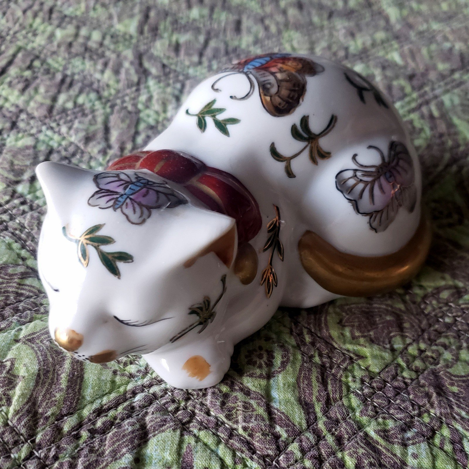 Vintage Japanese Porcelain Sleeping Cat