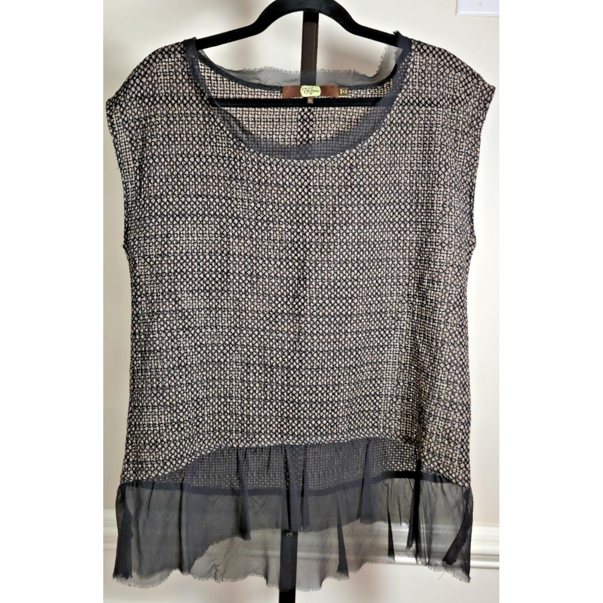 Anthropologie Eva Franco Women's XL Silk Woven Tunic Tank Tulle Ruffle Sheer