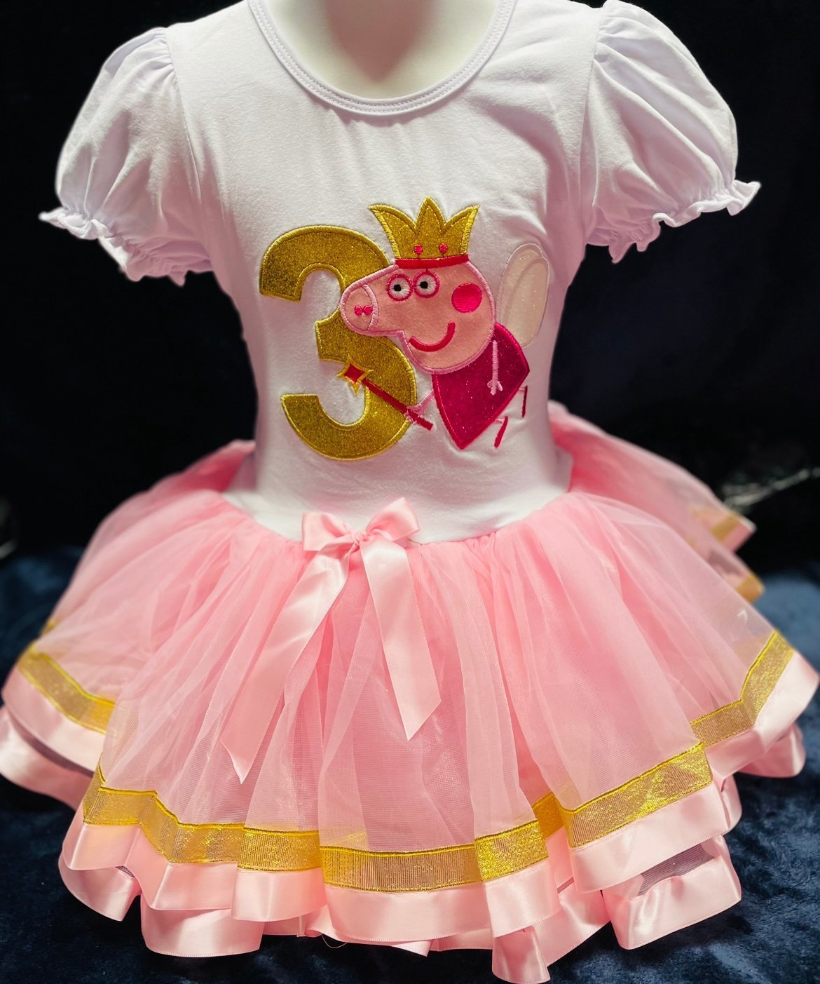 pig tutu dress 3rd birthday with bow