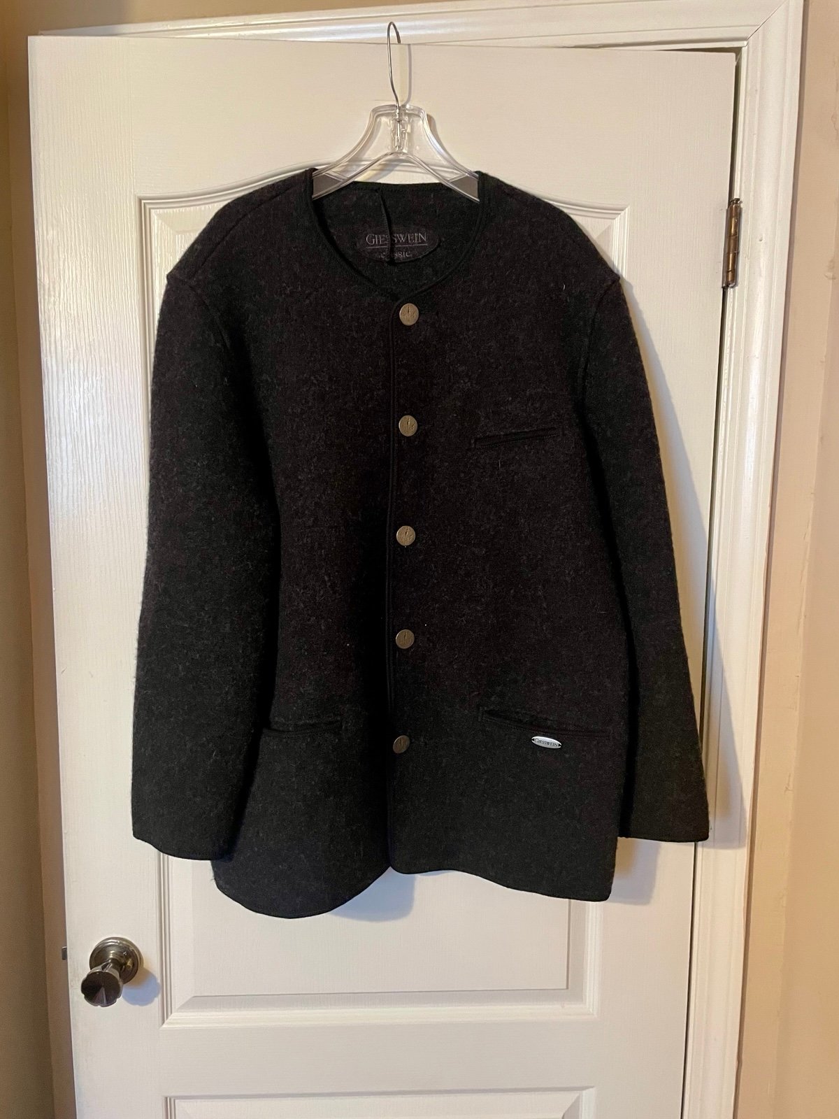 Giesswein Austrian Pure Virgin Wool Jacket Coat Charcoal Gray Size 52 (2XL)