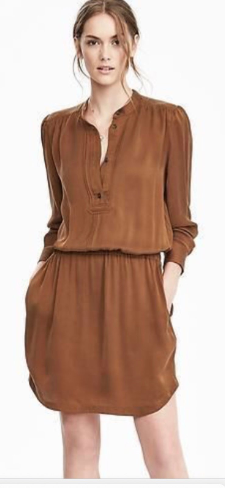 Banana Republic Heritage Women's Silk French Shirt Dress Rustic Orange EUC