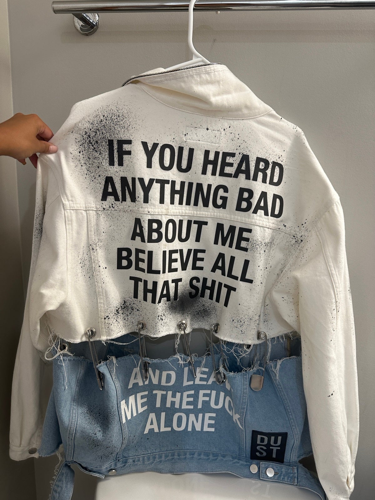 Dust of Gods “Leave me alone pinned jacket”  Brand New Size small. Never worn!