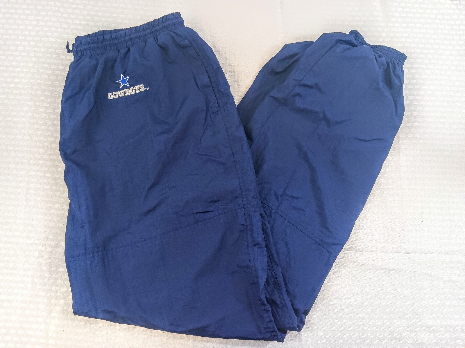 Vintage Dallas Cowboys Color Works By Carl Banks Embroidered Blue Wind Pants XXL