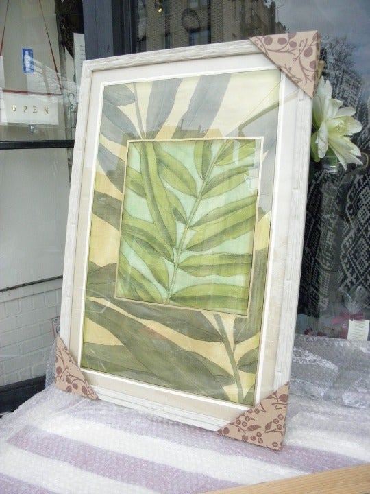 Green leaf prints with Italy framed for set